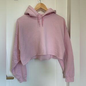 Topshop Light Pink Cropped Hoodie